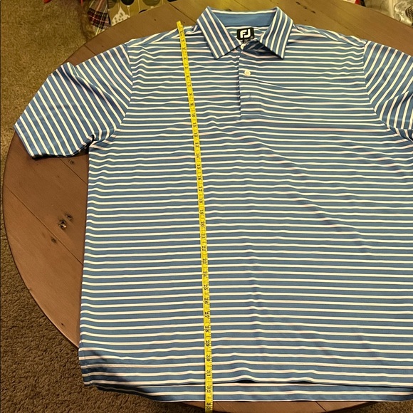 Men's FootJoy Blue Striped Polo Shirt - Picture 2 of 6